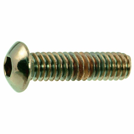 Midwest Fastener 1/4"-20 Socket Head Cap Screw, Button, Black Chrome Plated Steel, 1 in Length, 6 PK 33928